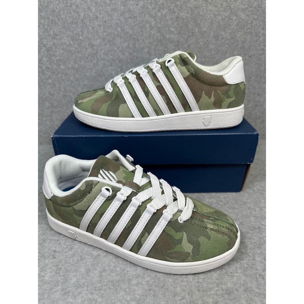 K Swiss Classic VN Camo Varsity Low Sneakers Size 5.5 Green White Mens Shoes